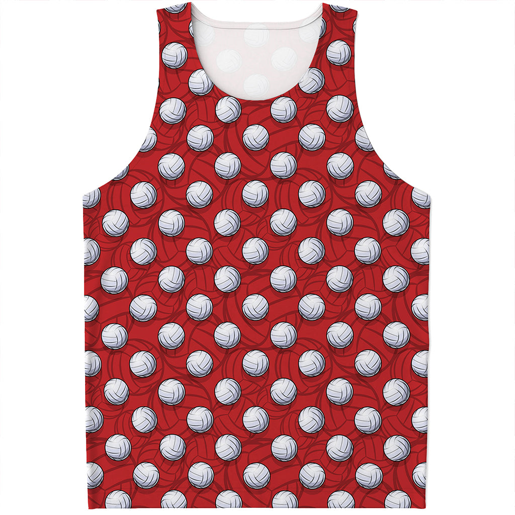 Red And White Volleyball Pattern Print Men's Tank Top