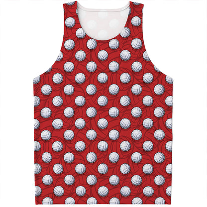 Red And White Volleyball Pattern Print Men's Tank Top