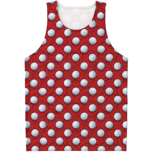 Red And White Volleyball Pattern Print Men's Tank Top