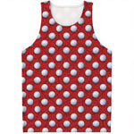 Red And White Volleyball Pattern Print Men's Tank Top