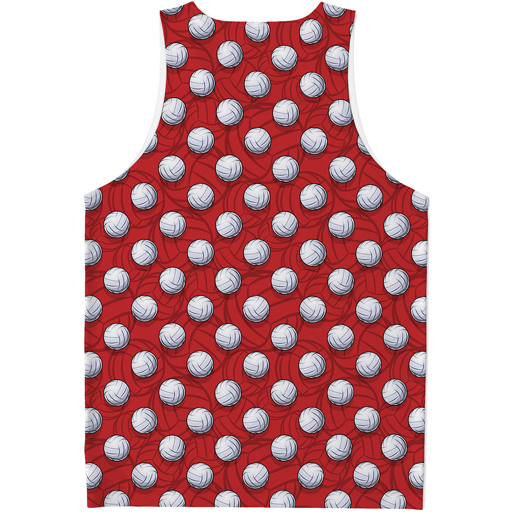 Red And White Volleyball Pattern Print Men's Tank Top