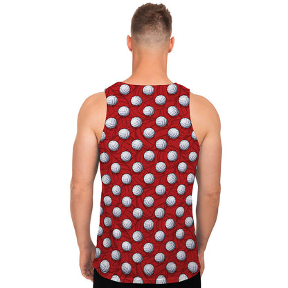 Red And White Volleyball Pattern Print Men's Tank Top
