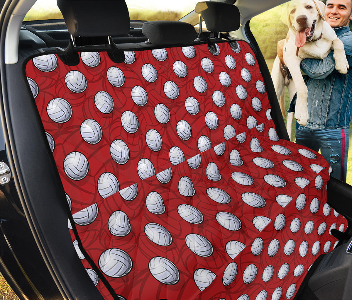Red And White Volleyball Pattern Print Pet Car Back Seat Cover