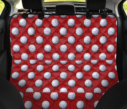 Red And White Volleyball Pattern Print Pet Car Back Seat Cover