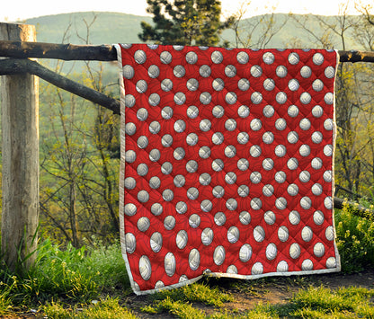 Red And White Volleyball Pattern Print Quilt