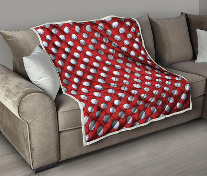 Red And White Volleyball Pattern Print Quilt