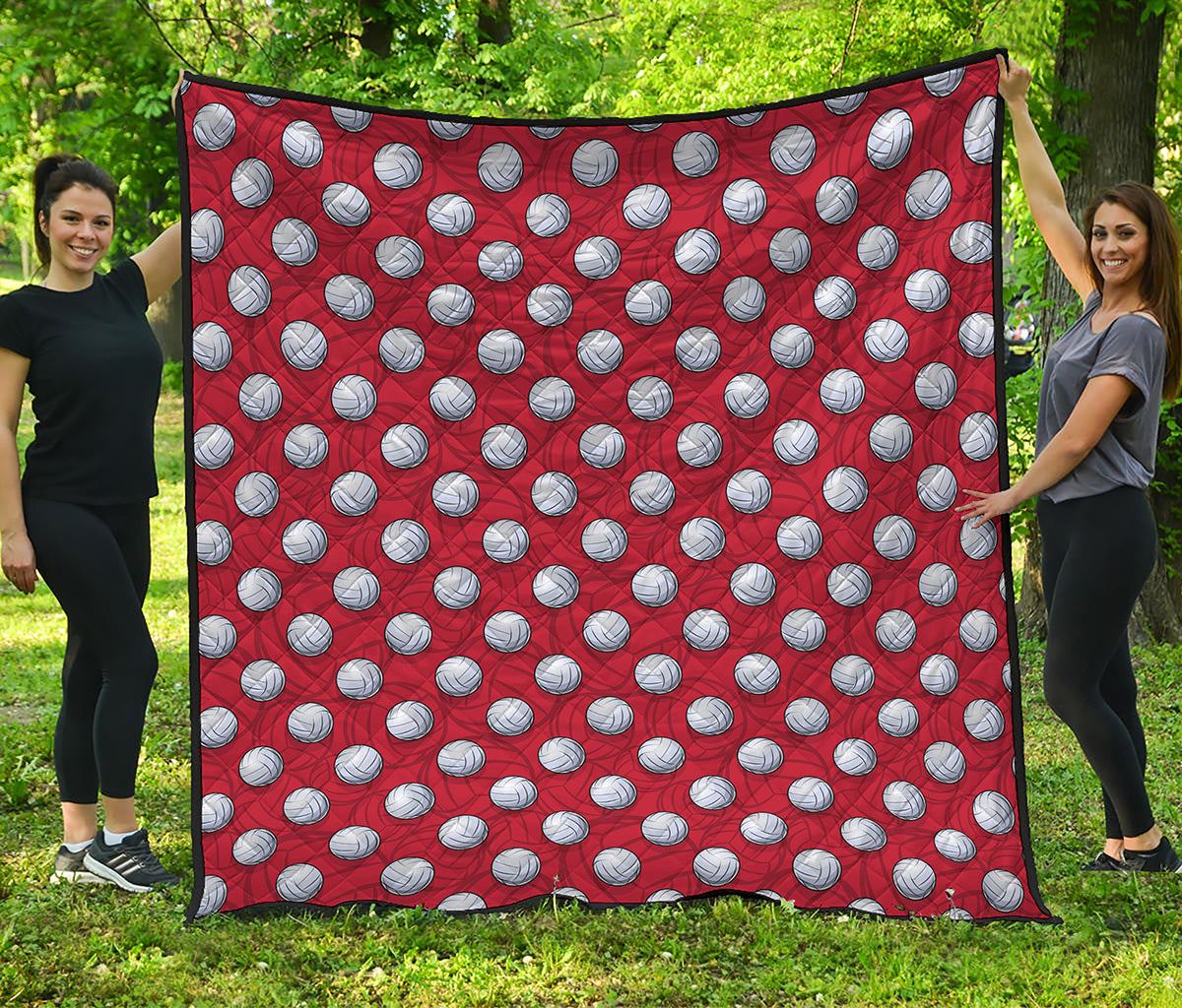 Red And White Volleyball Pattern Print Quilt
