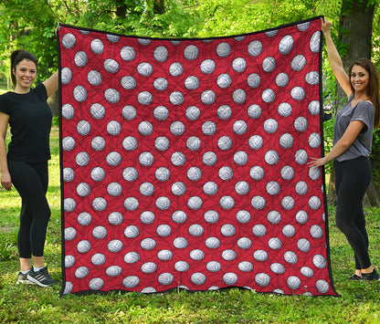 Red And White Volleyball Pattern Print Quilt