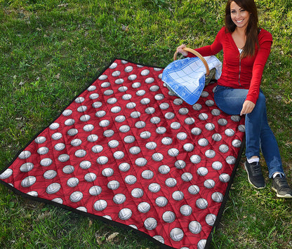 Red And White Volleyball Pattern Print Quilt