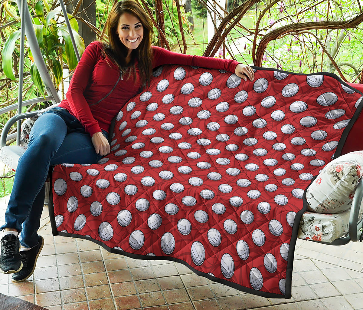 Red And White Volleyball Pattern Print Quilt
