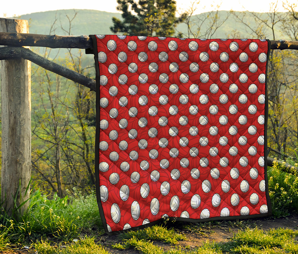 Red And White Volleyball Pattern Print Quilt