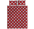 Red And White Volleyball Pattern Print Quilt Bed Set
