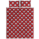 Red And White Volleyball Pattern Print Quilt Bed Set