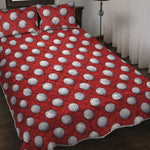 Red And White Volleyball Pattern Print Quilt Bed Set