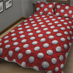Red And White Volleyball Pattern Print Quilt Bed Set