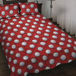 Red And White Volleyball Pattern Print Quilt Bed Set