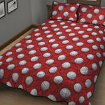 Red And White Volleyball Pattern Print Quilt Bed Set