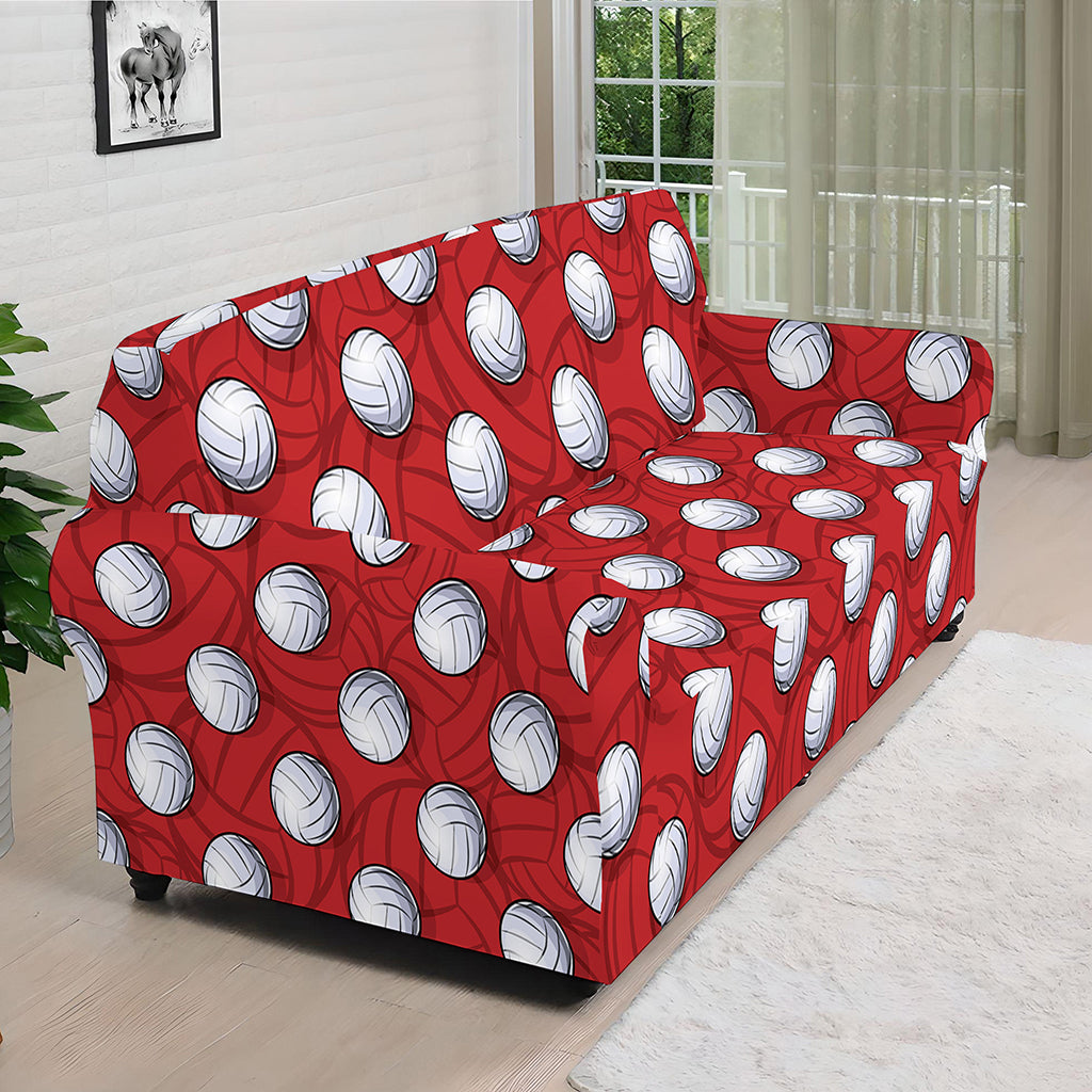 Red And White Volleyball Pattern Print Sofa Cover