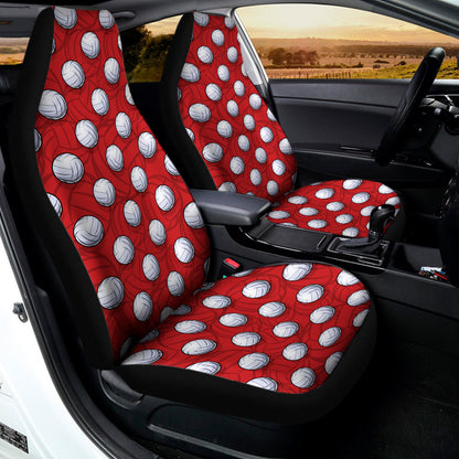 Red And White Volleyball Pattern Print Universal Fit Car Seat Covers