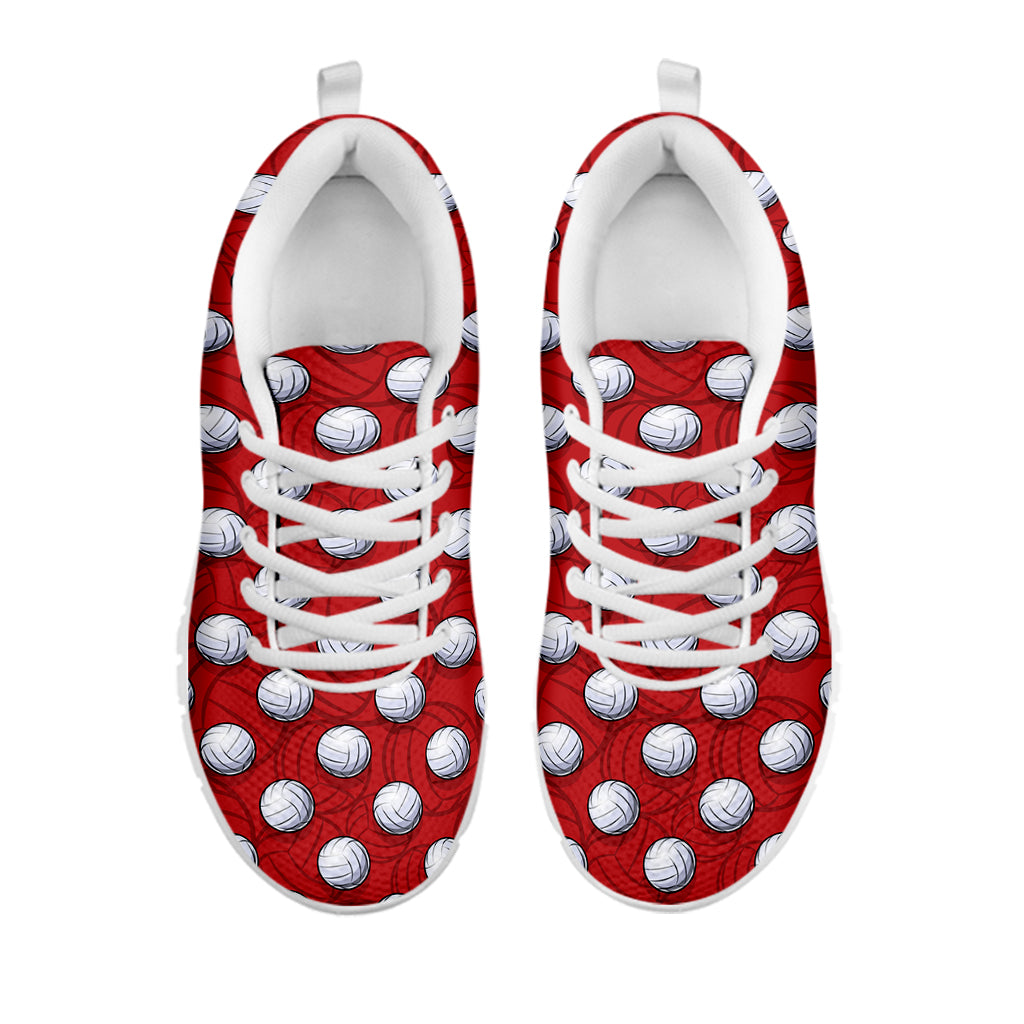 Red And White Volleyball Pattern Print White Sneakers