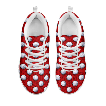 Red And White Volleyball Pattern Print White Sneakers