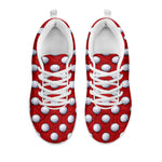 Red And White Volleyball Pattern Print White Sneakers