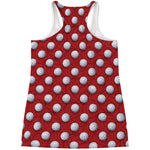Red And White Volleyball Pattern Print Women's Racerback Tank Top