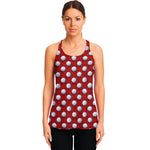 Red And White Volleyball Pattern Print Women's Racerback Tank Top