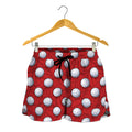 Red And White Volleyball Pattern Print Women's Shorts