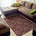 Red And White Warli Tribal Print Floor Mat