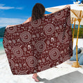 Red And White Warli Tribal Print Beach Sarong Wrap