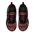 Red And White Warli Tribal Print Black Sneakers