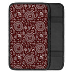 Red And White Warli Tribal Print Car Center Console Cover