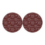 Red And White Warli Tribal Print Car Coasters