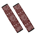 Red And White Warli Tribal Print Car Seat Belt Covers