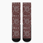 Red And White Warli Tribal Print Crew Socks