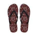 Red And White Warli Tribal Print Flip Flops