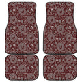 Red And White Warli Tribal Print Front and Back Car Floor Mats