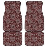 Red And White Warli Tribal Print Front and Back Car Floor Mats