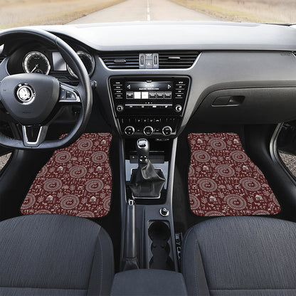 Red And White Warli Tribal Print Front Car Floor Mats