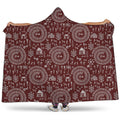 Red And White Warli Tribal Print Hooded Blanket