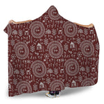 Red And White Warli Tribal Print Hooded Blanket