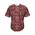 Red And White Warli Tribal Print Men's Baseball Jersey