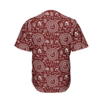 Red And White Warli Tribal Print Men's Baseball Jersey