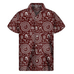 Red And White Warli Tribal Print Men's Short Sleeve Shirt