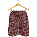Red And White Warli Tribal Print Men's Shorts