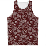 Red And White Warli Tribal Print Men's Tank Top