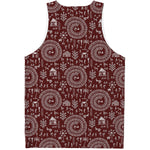 Red And White Warli Tribal Print Men's Tank Top