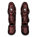 Red And White Warli Tribal Print Muay Thai Shin Guards