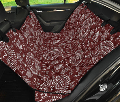 Red And White Warli Tribal Print Pet Car Back Seat Cover